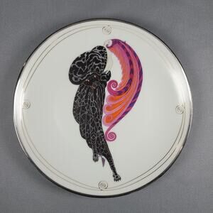House of Erte Beauty and the Beast Art Deco Plate Franklin Mint COA Stand Box